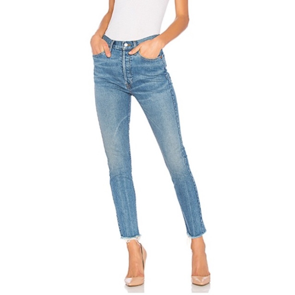 RE/DONE Originals High-Rise Ankle Crop Jeans, 24